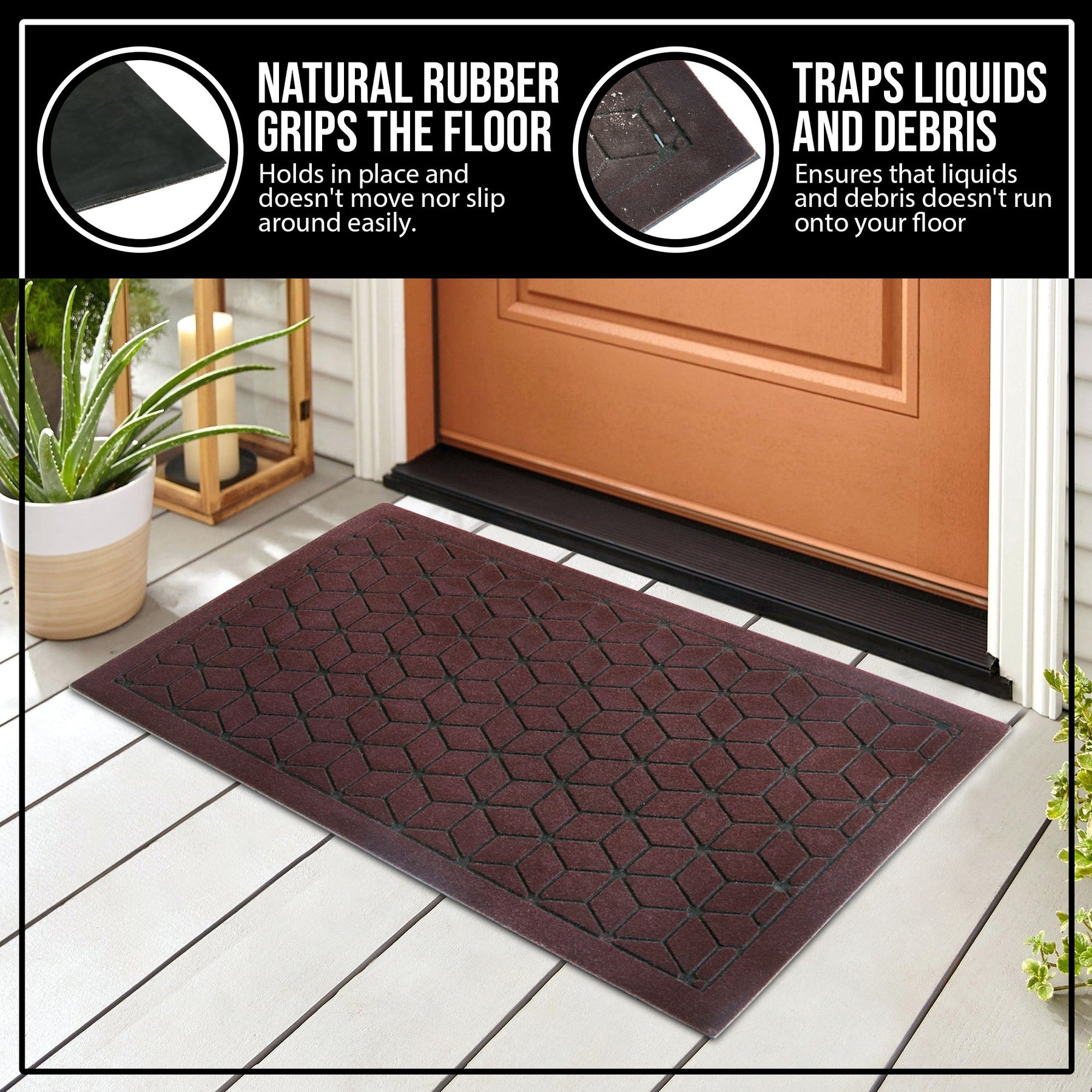 Front Door Mat Entrance Floor Doormat Rubber Non-Slip Welcome Mat Outdoor  Indoor