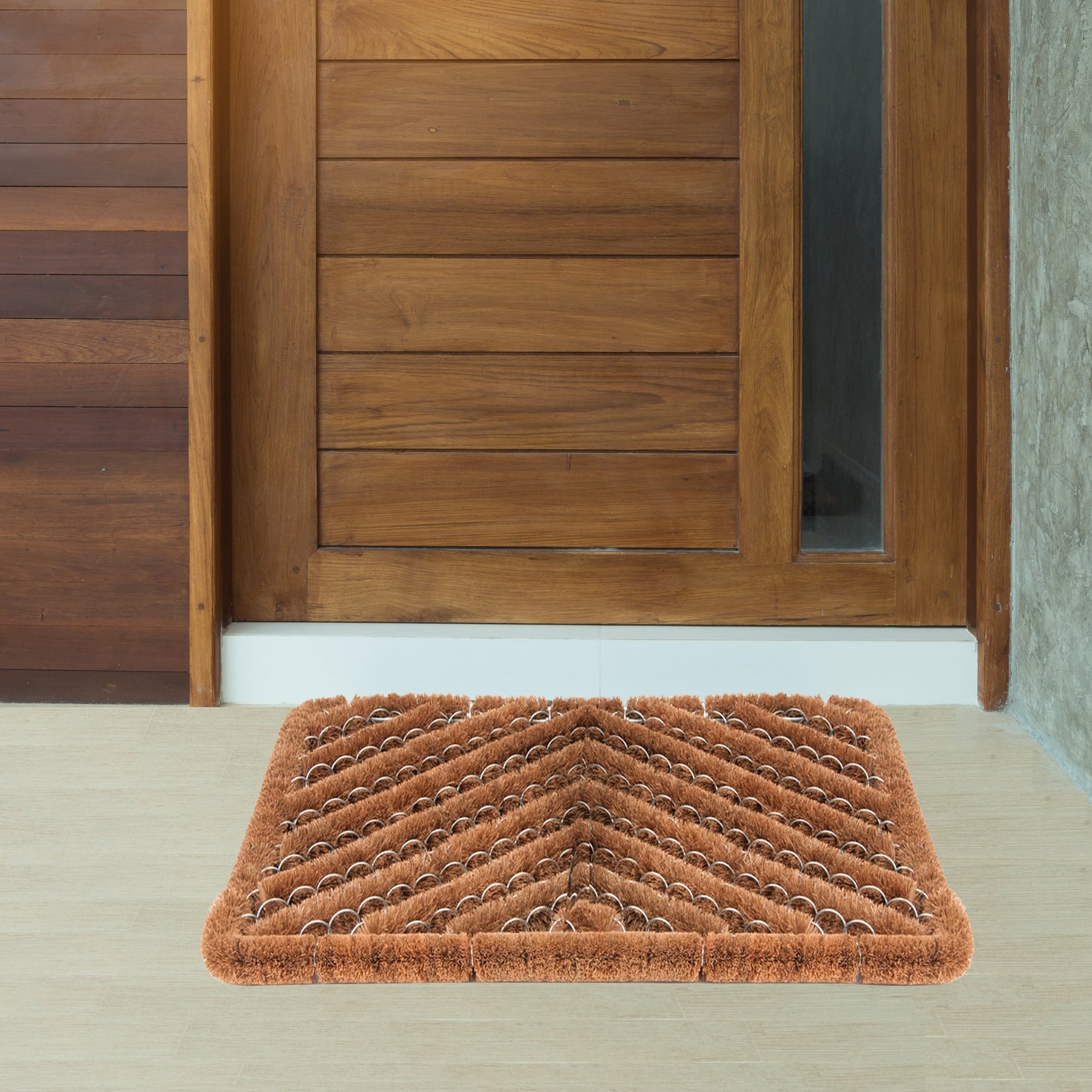 NINAMAR Natural Coir Boot Scraper Door Mat - 13 x 12 inch