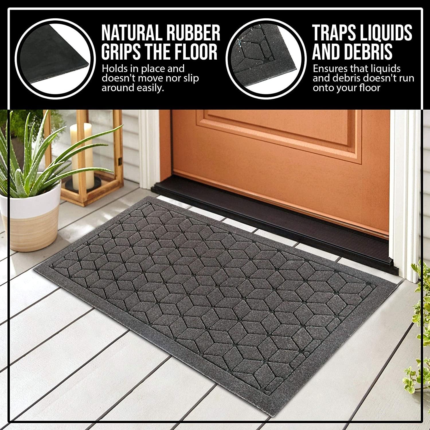 Rubber Door Mats (29.5” x 17.5”) - Durable Non-Slip Indoor/Outdoor Ent –  Ninamar Brand